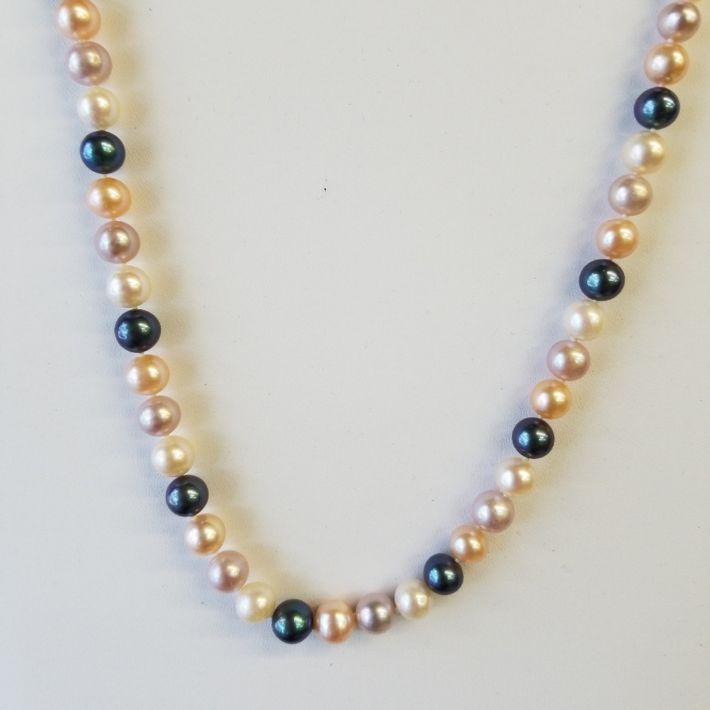 7mm Genuine Freshwater Cultured 16" 14kt Wg Clasp